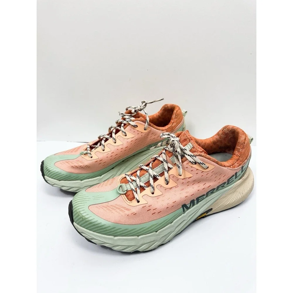 Merrell Agility Peak 5 Womens 9.5 Trail Running Shoes Peach Spray Vibram J03168